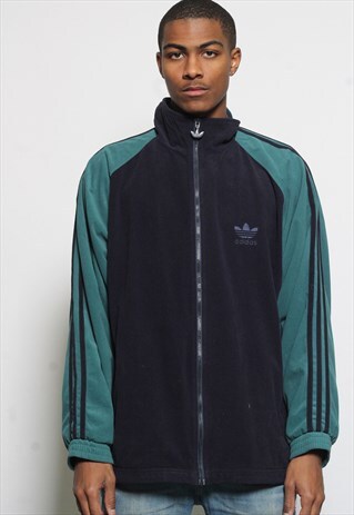 VINTAGE ADIDAS VELOUR TRACK TOP JACKET BLUE