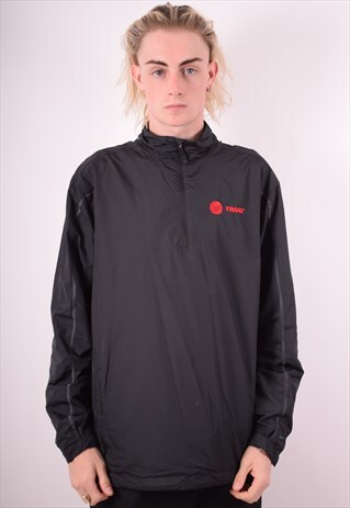 NIKE MENS VINTAGE PULLOVER TRACKSUIT TOP LARGE BLACK 90S