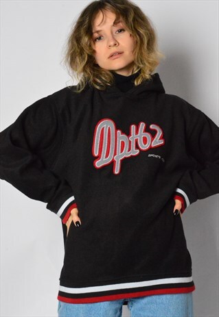 Y2K BLACK RED SKATE FLEECE HOODIE