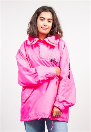 VINTAGE 90'S BRIGHT NEON PINK PULLOVER JACKET TRACKSUIT