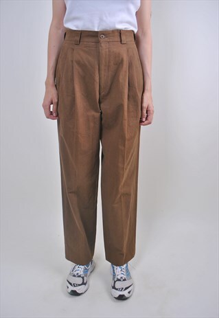 VINTAGE BROWN MINIMALIST SUIT PANTS