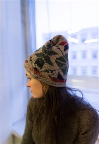 VINTAGE 80'S GREY WOOL BEANIE