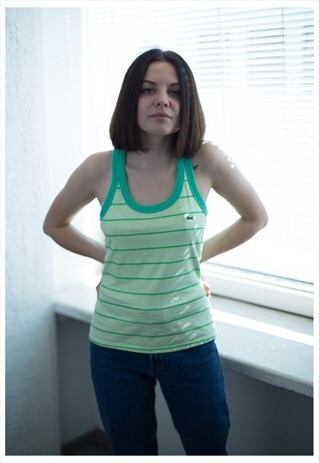 VINTAGE 90'S GREEN STRIPED COTTON VEST