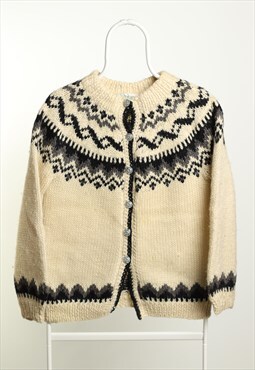 Vintage Inverallan Knitted Chunky Geometric Cardigan Sweater