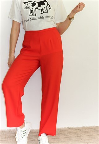VINTAGE 90'S ORANGE WIDE LEG SUIT TROUSERS