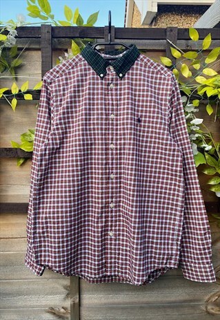 Retro polo Ralph Lauren tartan multicoloured shirt small 