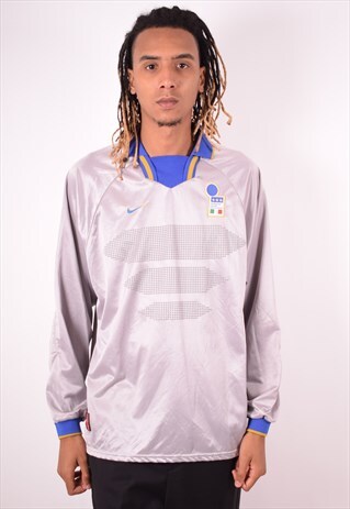 NIKE MENS VINTAGE ITALIA GOAL KEEPER TOP 2XL SILVER 90S