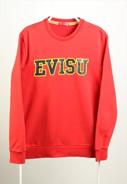Vintage Evisu Script Crewneck Sweatshirt Red