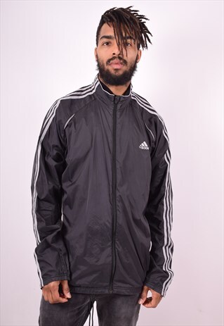 ADIDAS WOMENS VINTAGE TRACKSUIT TOP JACKET XXL BLACK 90'S