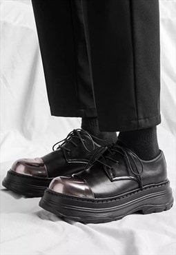 Catwalk shoes metal plated smart boots platform brogues 