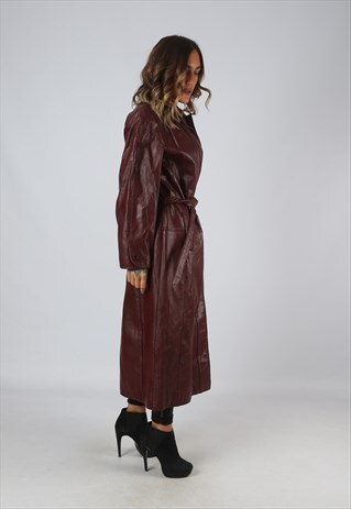 LEATHER JACKET MID LONG COLOURED 90'S VINTAGE UK 16 (DK5N)