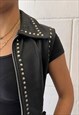 VINTAGE 90S PUNK LEATHER VEST IN BLACK WITH STUDS