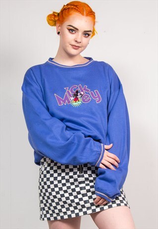 VINTAGE 90'S BLUE MICKEY MOUSE EMBROIDERED SWEATSHIRT