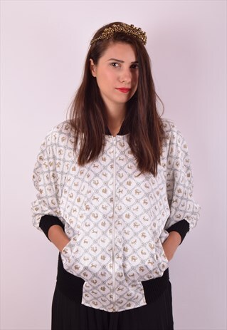 VINTAGE JACKET PRINT WITH GOLD ANIMALS MADE IN ITALY (470)