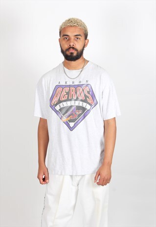VINTAGE AKRON AEROS BASEBALL T-SHIRT GREY