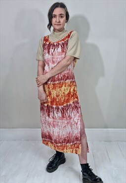 Vintage Y2K Burnt Orange Tie Dye Dress