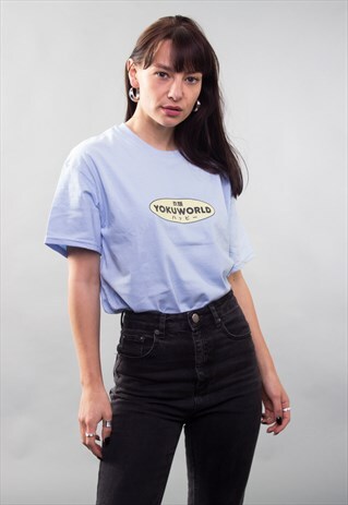 WELCOME TO YOKUWORLD T-SHIRT IN POWDER BLUE