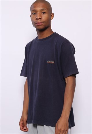 VINTAGE NAPAPIJRI CHEST LOGO T-SHIRT NAVY BLUE