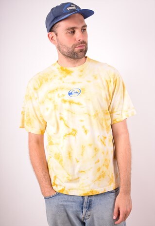 QUIKSILVER MENS VINTAGE T-SHIRT TOP MEDIUM YELLOW 90S
