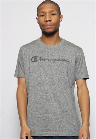 VINTAGE CHAMPION SPELL OUT LOGO T-SHIRT GREY