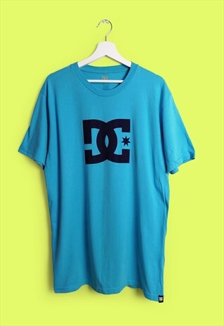 VINTAGE 90'S Y2K DC SKATE BIG LOGO T-SHIRT BLUE