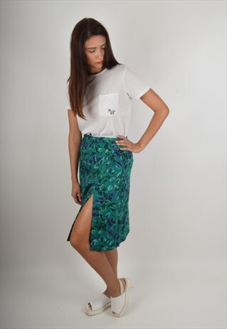 VINTAGE MIDI SKIRT FLORAL PRINT (1082)