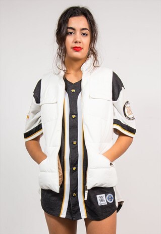 90'S VINTAGE WHITE TOMMY HILFIGER PUFFER PUFFA GILET