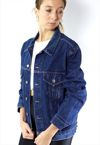 DENIM JACKET EMBROIDERY / JEAN JACKET VINTAGE 80S