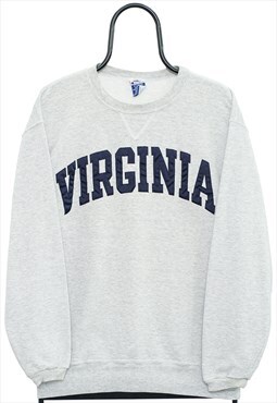 Vintage Champion Virginia Spellout Grey Sweatshirt Mens