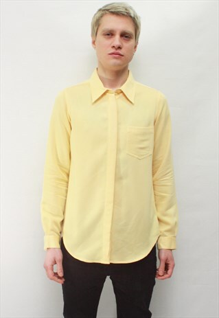 VINTAGE 80' AMAZING ELEGANT CLASSIC PASTEL YELLOW SHIRT