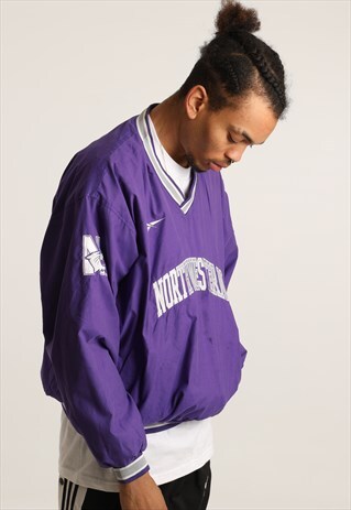 VINTAGE REEBOK EMBROIDERED WINDBREAKER SWEATSHIRT