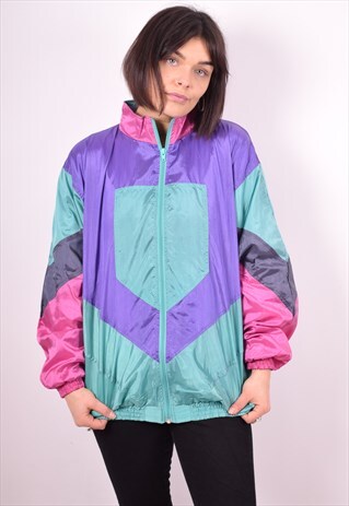 WOMENS VINTAGE TRACKSUIT TOP JACKET LARGE MULTI 90'S