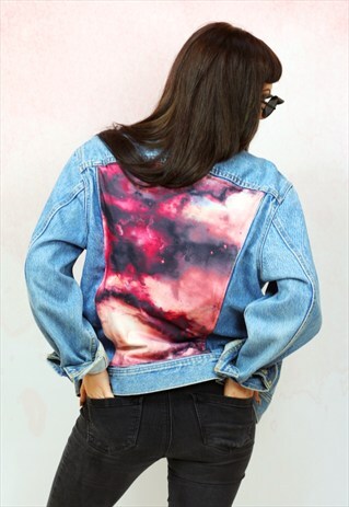 1990S VINTAGE COSMIC PINK REWORKED DENIM JACKET