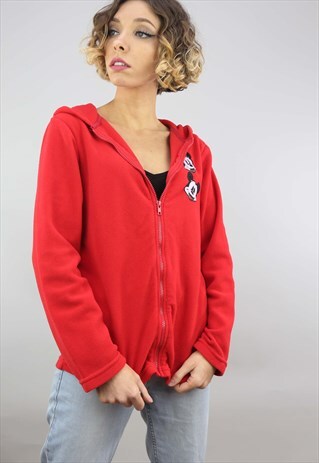 VINTAGE RETRO RED DISNEY ZIP UP FLEECE