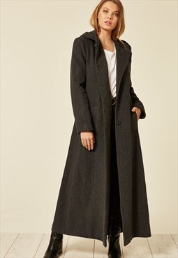 Grey Oversized Hooded Long Coat