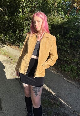 Vintage 90s Brown Suede Satin Lined Coat