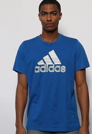 VINTAGE ADIDAS BIG LOGO T-SHIRT BLUE