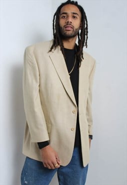 Vintage 80's Thick Knit Suit Jacket Blazer Beige 48"