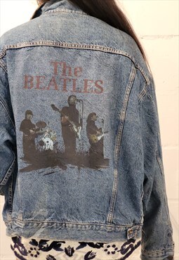 The Beatles customised vintage 80's90's trucker denim jacket