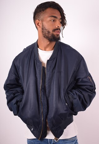 LEVI'S MENS VINTAGE BOMBER JACKET LARGE NAVY BLUE 90S