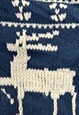 VINTAGE KNITTED JUMPER REINDEER PATTERNED CHUNKY SWEATER