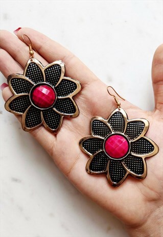 JUHLA OVERSIZED CHUNKY FESTIVAL FLOWER EARRINGS RED STONE