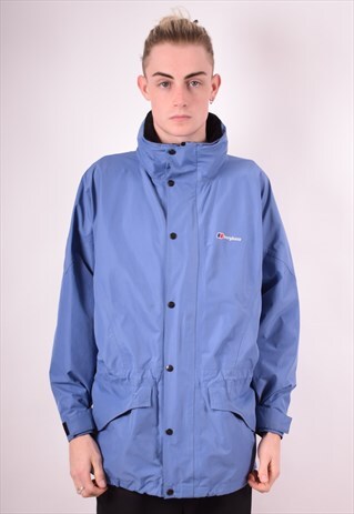 BERGHAUS MENS VINTAGE RAIN JACKET XL BLUE 90S