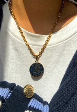 Reworked Louis Vuitton Blue Pendant - Necklace 