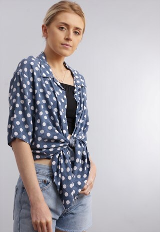 VINTAGE POLKA DOT SHIRT IN BLUE Z908