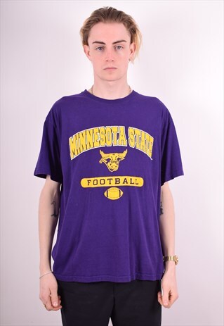 RUSSELL ATHLETIC MENS VINTAGE T-SHIRT TOP LARGE PURPLE 90S