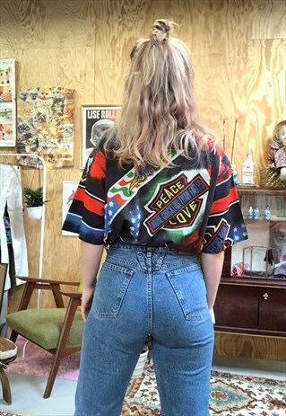 VINTAGE 80S MOSCHINO MOTORCYCLES BLOUSE