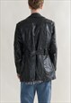 VINTAGE 90S PROLONGED REAL BLACK LEATHER BELTER JACKET M