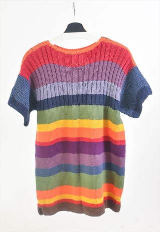 VINTAGE 90S rainbow hand knit top