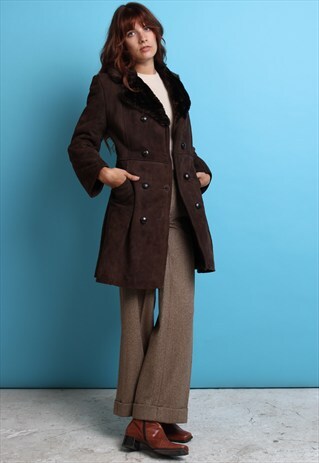 70S VINTAGE BROWN SUEDE COAT